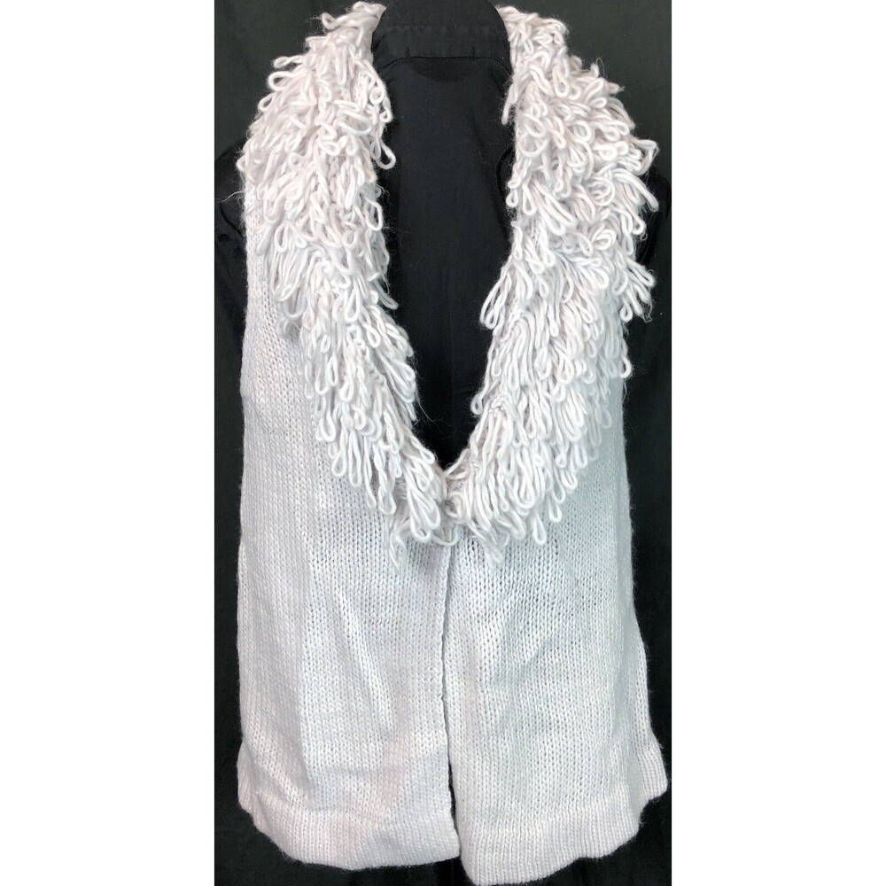 Nwt Bandolinoblu Sweater Vest M Thistle Crochet Loop Fringe Collar Cardigan